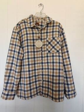 Common People Plaid Texturized Shacket Overshirt Mens Size L